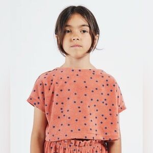 BOBO CHOSES Girls’ Orange Spots Terry Towel Cropped Sweatshirt Autumn Leaf 8-9Y